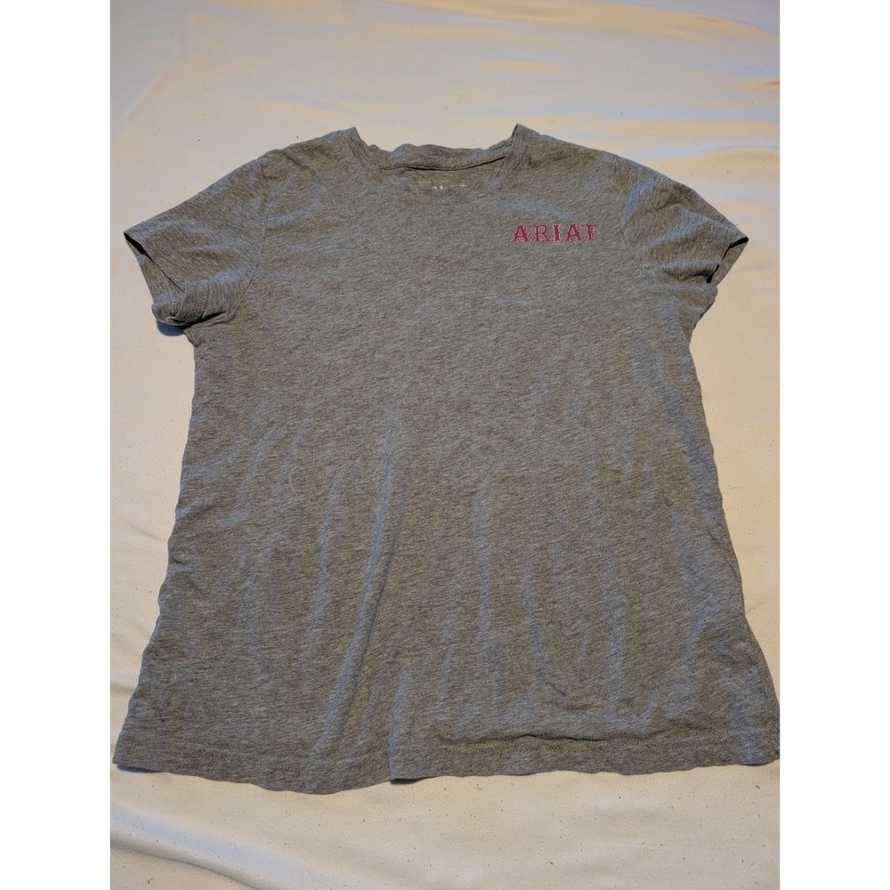 Ariat Girls Heather Gray Cactus Rose Graphic T-Shirt Size Large Western Tee - Picture 1 of 4